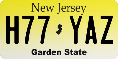 NJ license plate H77YAZ