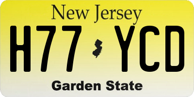 NJ license plate H77YCD