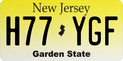 NJ license plate H77YGF
