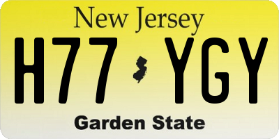 NJ license plate H77YGY