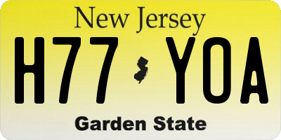 NJ license plate H77YOA