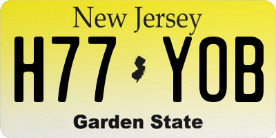 NJ license plate H77YOB