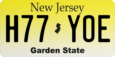 NJ license plate H77YOE