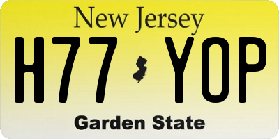 NJ license plate H77YOP