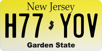 NJ license plate H77YOV
