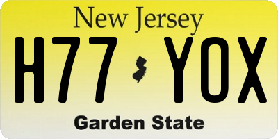 NJ license plate H77YOX