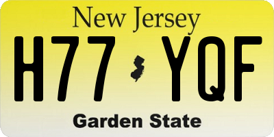 NJ license plate H77YQF