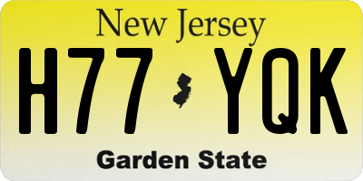 NJ license plate H77YQK