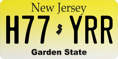 NJ license plate H77YRR