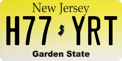 NJ license plate H77YRT