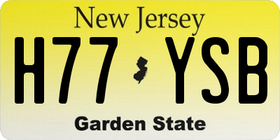NJ license plate H77YSB