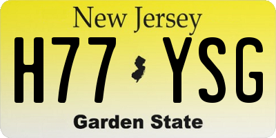 NJ license plate H77YSG