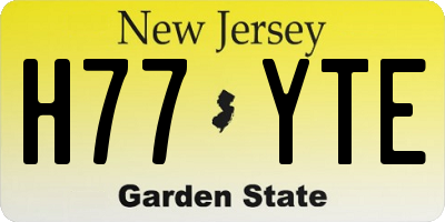 NJ license plate H77YTE