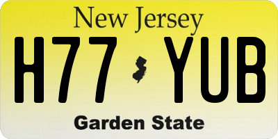 NJ license plate H77YUB