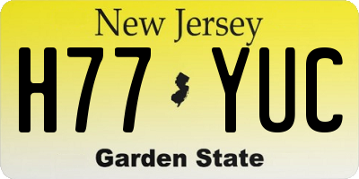 NJ license plate H77YUC