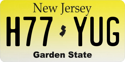 NJ license plate H77YUG