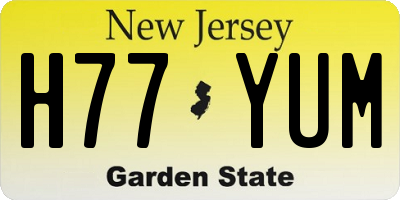 NJ license plate H77YUM