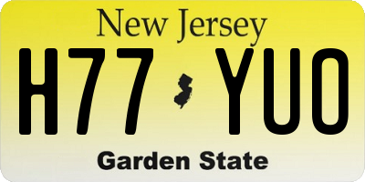 NJ license plate H77YUO