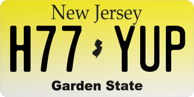 NJ license plate H77YUP