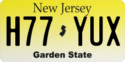 NJ license plate H77YUX