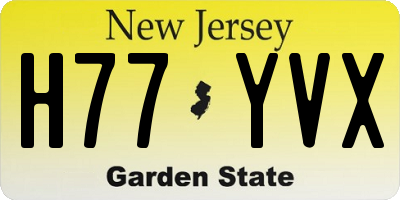 NJ license plate H77YVX