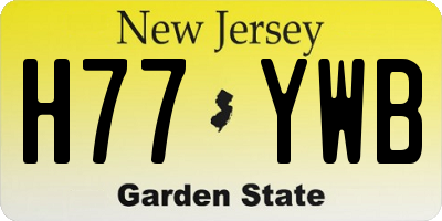 NJ license plate H77YWB