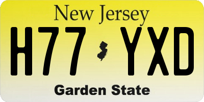 NJ license plate H77YXD