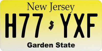 NJ license plate H77YXF