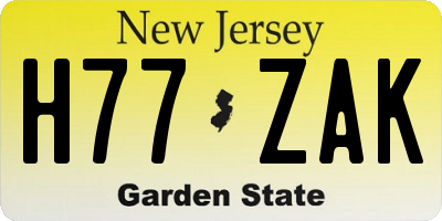 NJ license plate H77ZAK