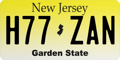 NJ license plate H77ZAN
