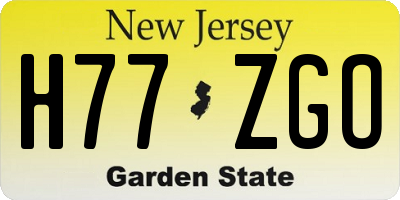 NJ license plate H77ZGO