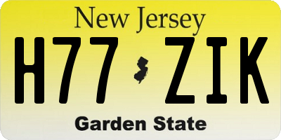 NJ license plate H77ZIK