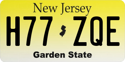 NJ license plate H77ZQE