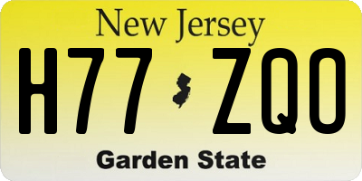 NJ license plate H77ZQO