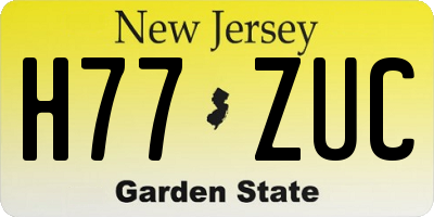 NJ license plate H77ZUC