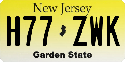 NJ license plate H77ZWK