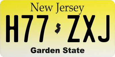 NJ license plate H77ZXJ