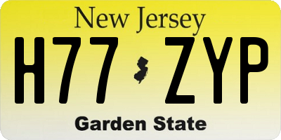 NJ license plate H77ZYP