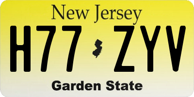 NJ license plate H77ZYV