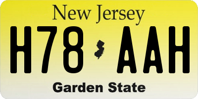 NJ license plate H78AAH