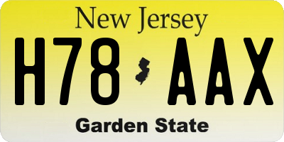 NJ license plate H78AAX
