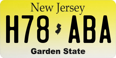 NJ license plate H78ABA