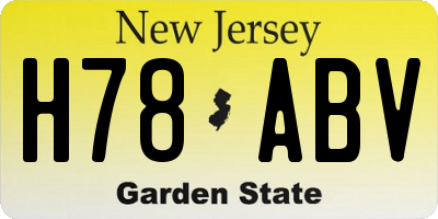 NJ license plate H78ABV