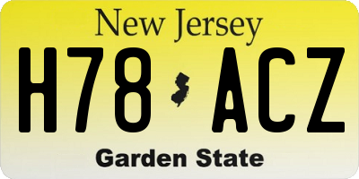 NJ license plate H78ACZ