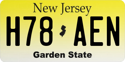 NJ license plate H78AEN