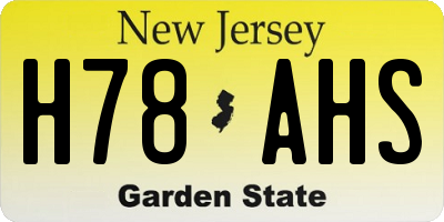 NJ license plate H78AHS