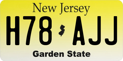 NJ license plate H78AJJ