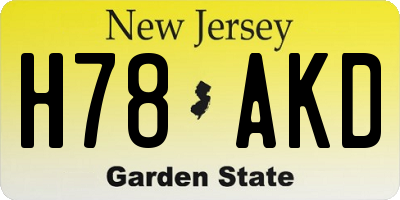 NJ license plate H78AKD