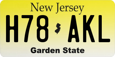 NJ license plate H78AKL
