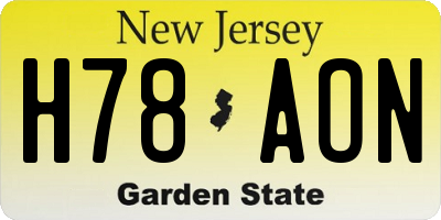 NJ license plate H78AON